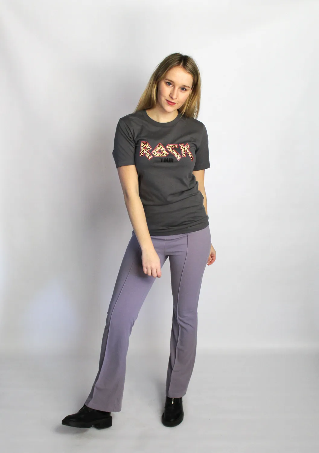 LOVEDRUNKY Flared broek lila met naad
