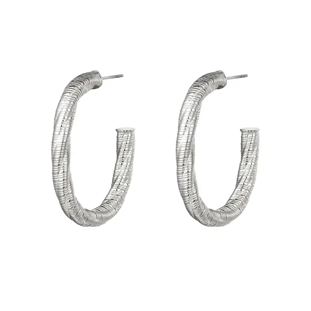LOVEDRUNKY Twisted studs oorbellen zilver groot