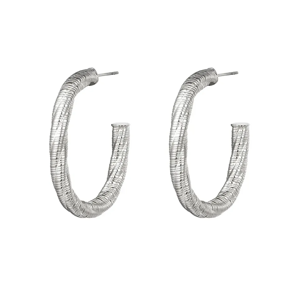 LOVEDRUNKY Twisted studs oorbellen zilver groot