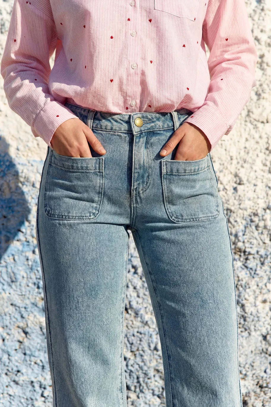 La Petite Etoile Sonny flare jeans marble wash