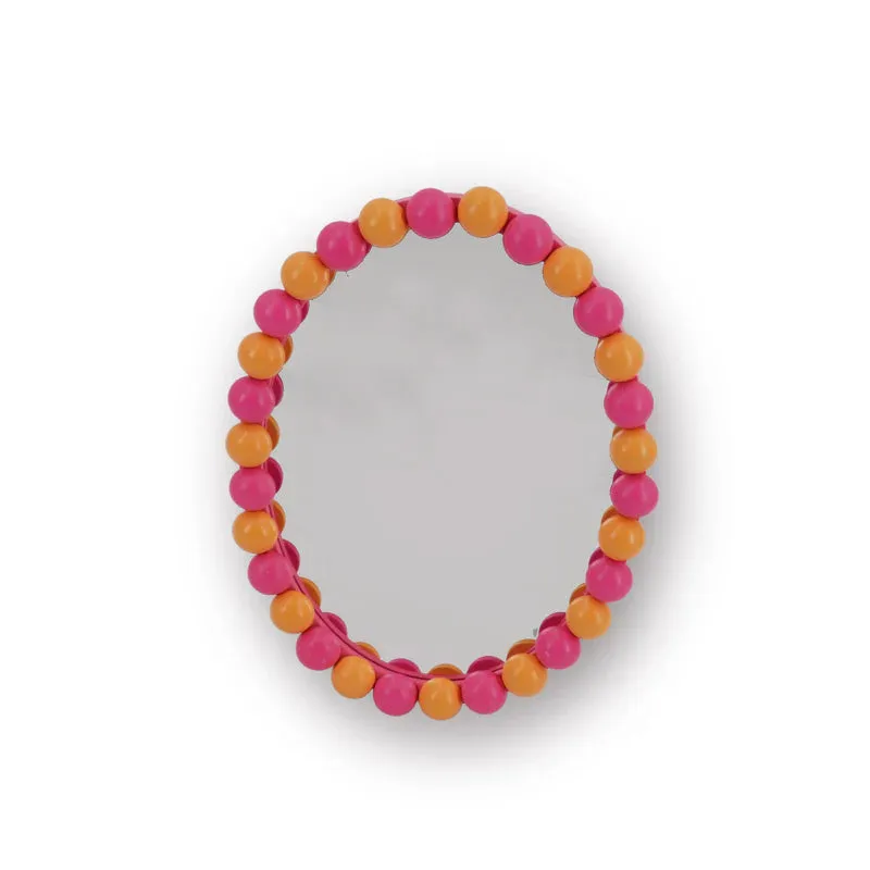 Amiek Bolletjesrand wandspiegel oranje roze 29 cm