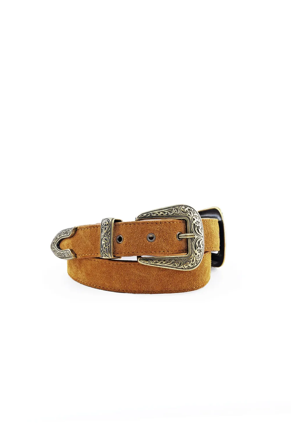 La Petite Etoile Assia riem camel suede dubbele gesp
