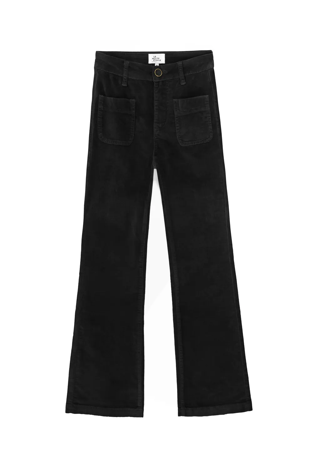 La Petite Etoile Sonny flare broek zwart fluweel hoge taille
