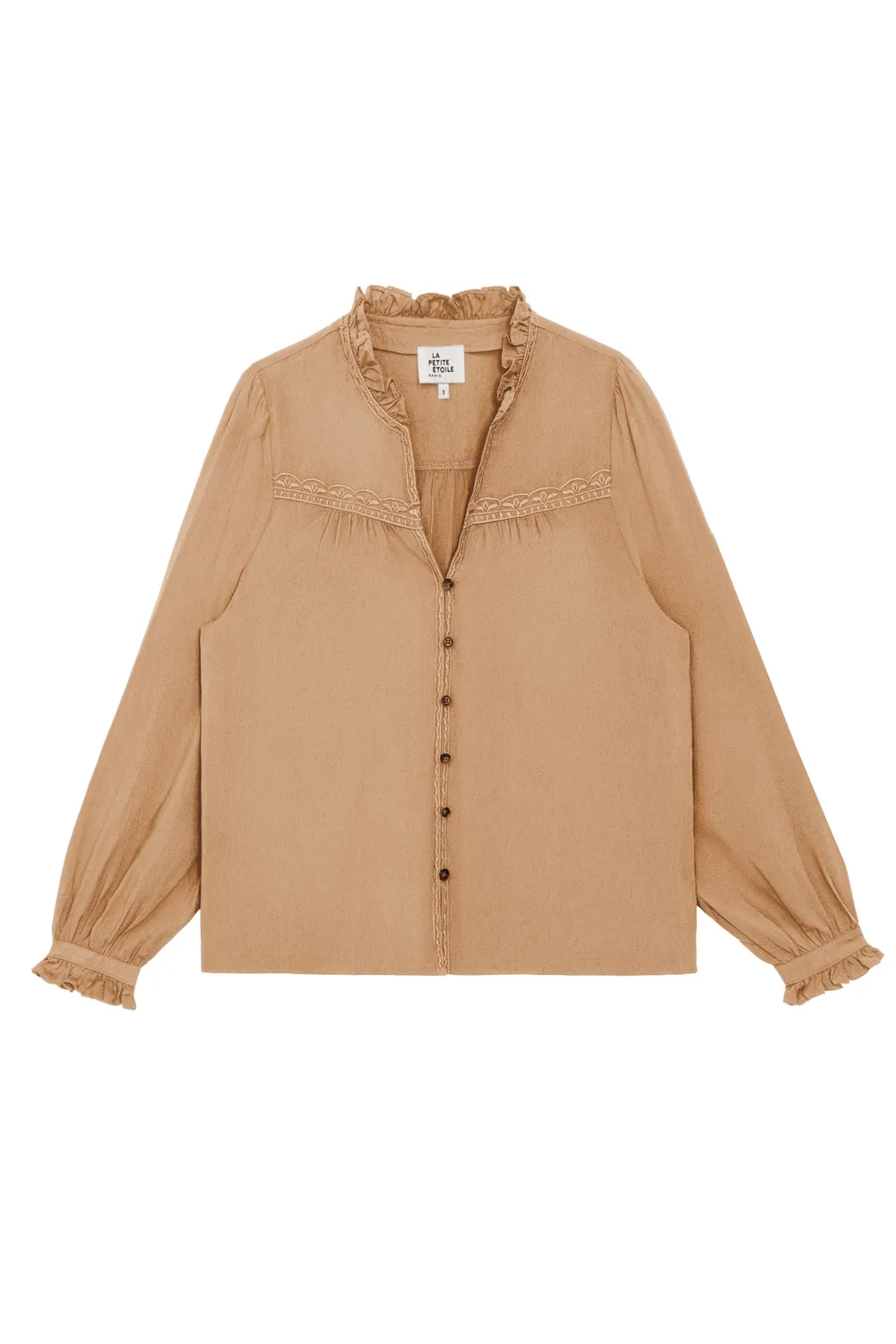 La Petite Etoile Bowen blouse camel borduursel