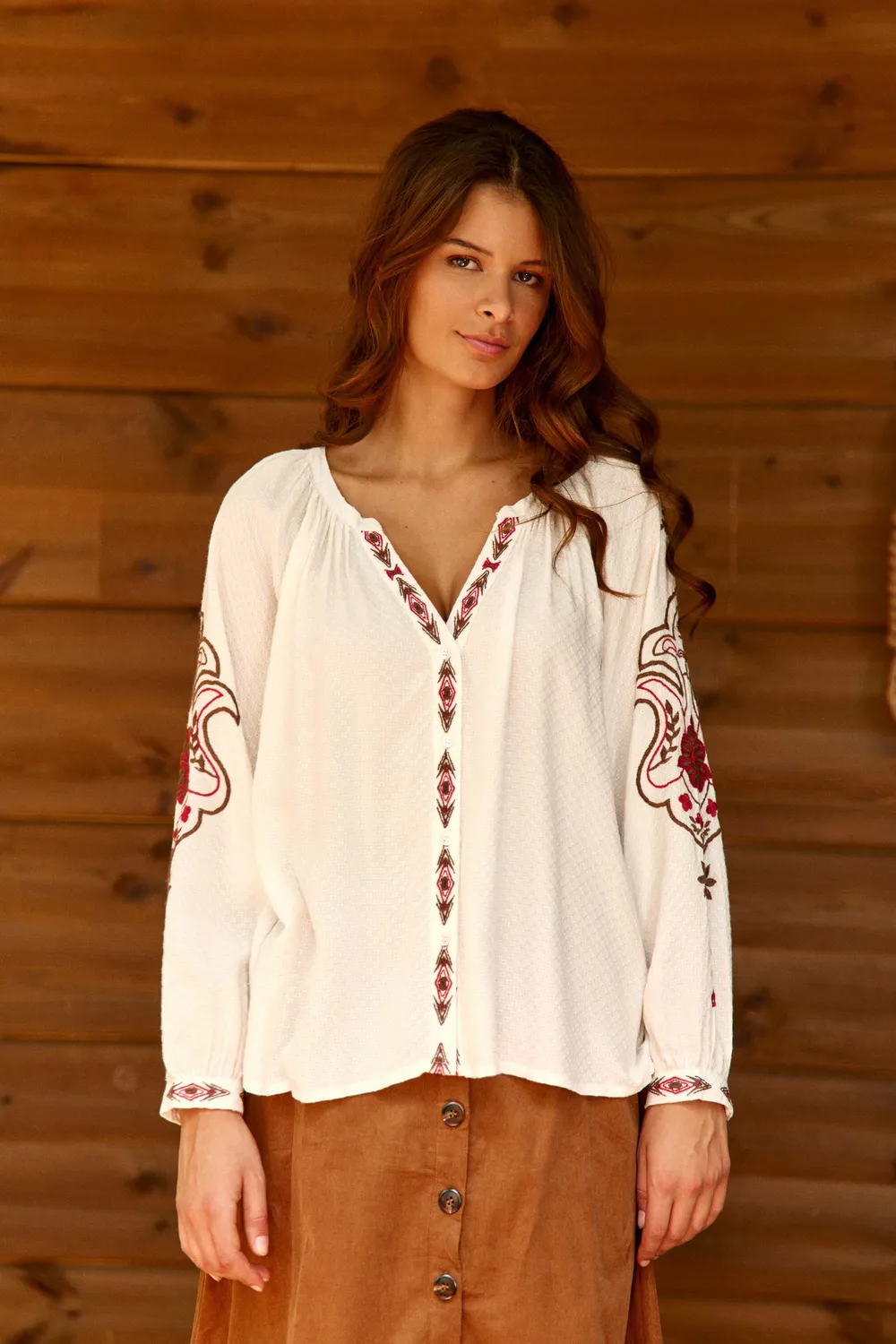 La Petite Etoile Barly blouse ecru geborduurd
