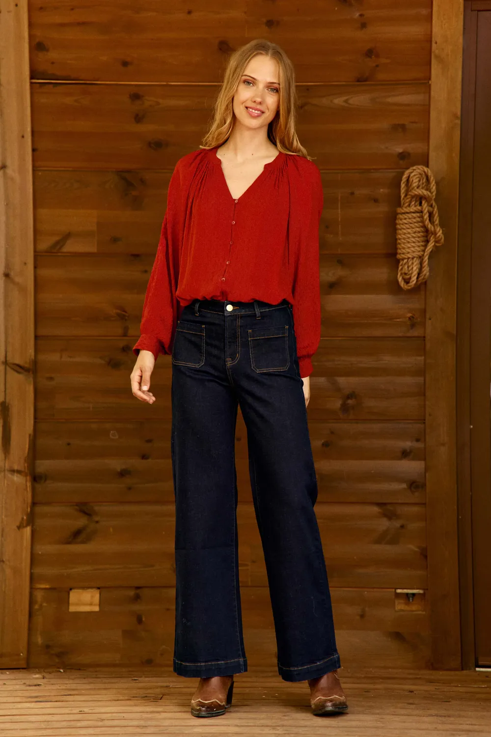 La Petite Etoile Bexley blouse baksteen wijd