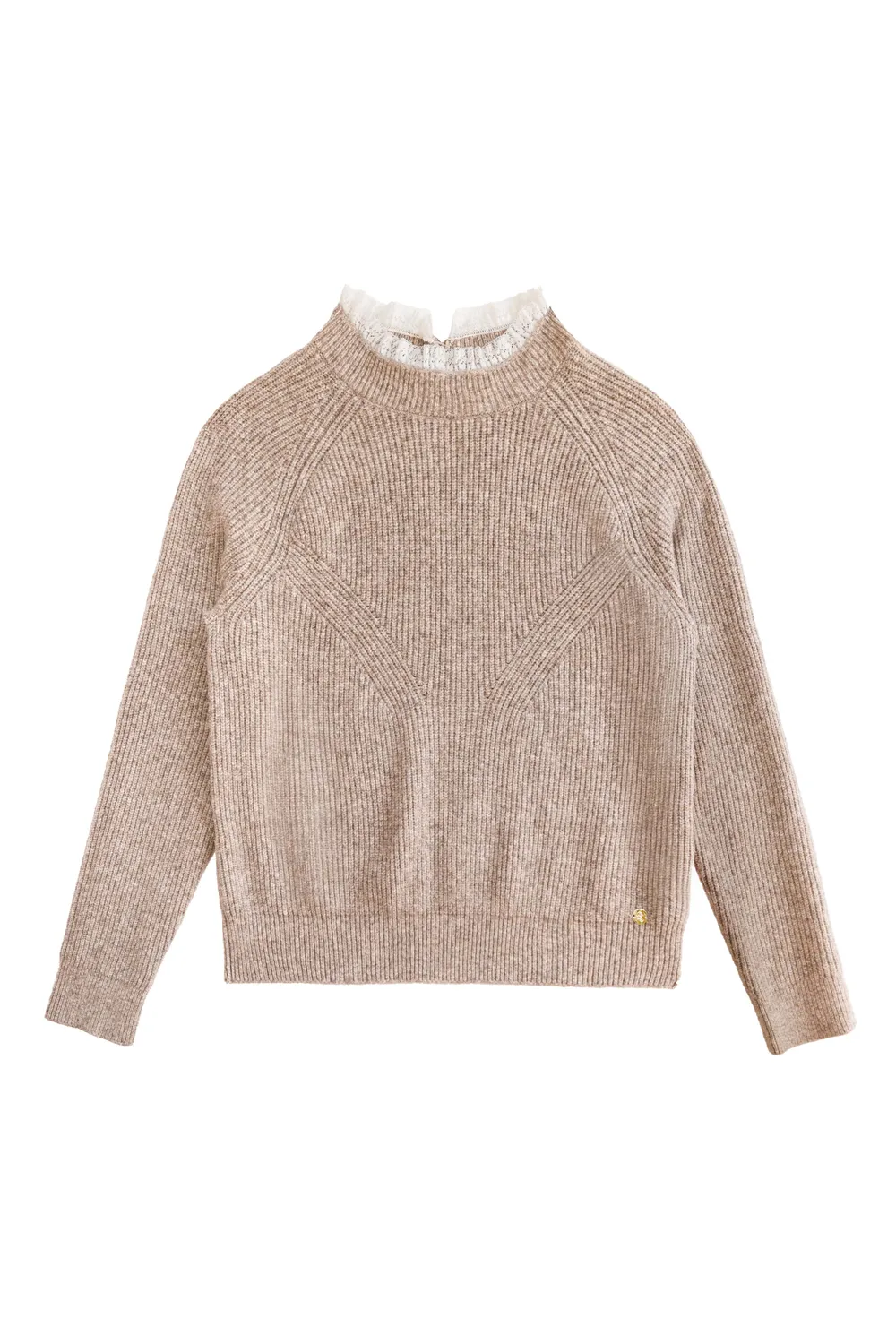 La Petite Etoile Malva trui beige col grove brei