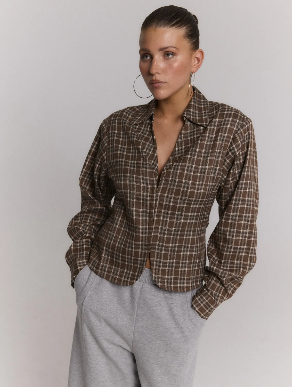 Amiek Syd Check Blouse Bruin Geruit