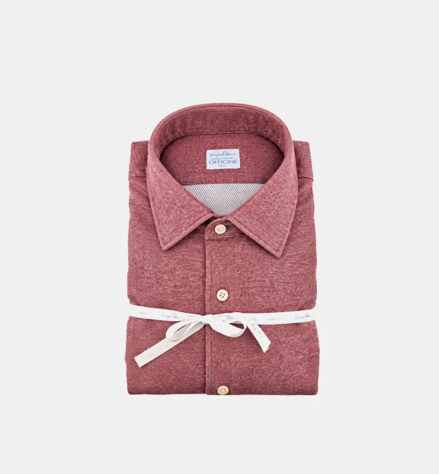 Officine Napoli 127 Sergio overhemd bordeaux katoen