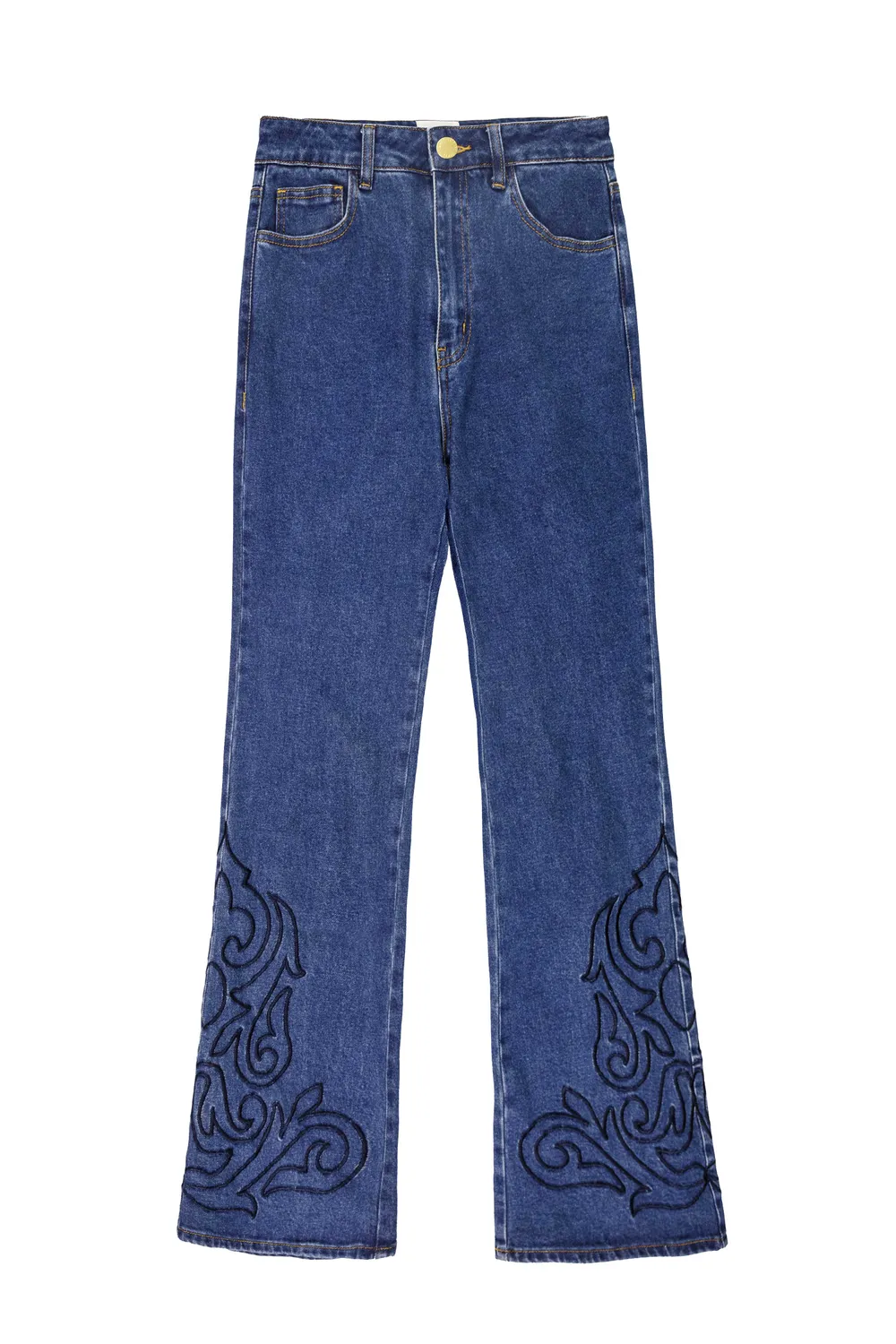 La Petite Etoile Lancelin flared jeans double wash met borduursel