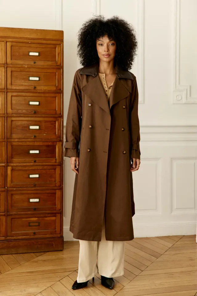 La Petite Etoile Faragi trenchcoat midi 16-marron bruin