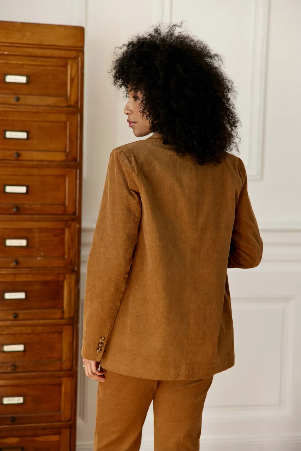 La Petite Etoile Viano blazer beige ribfluweel recht
