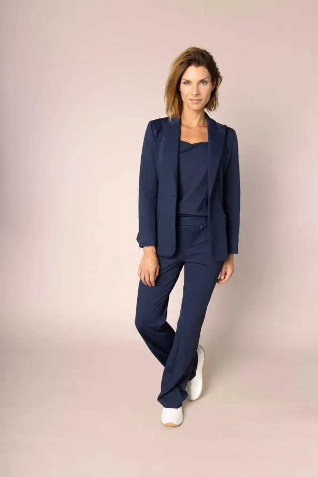 Laboutiek Eternel blazer marineblauw gevoerd