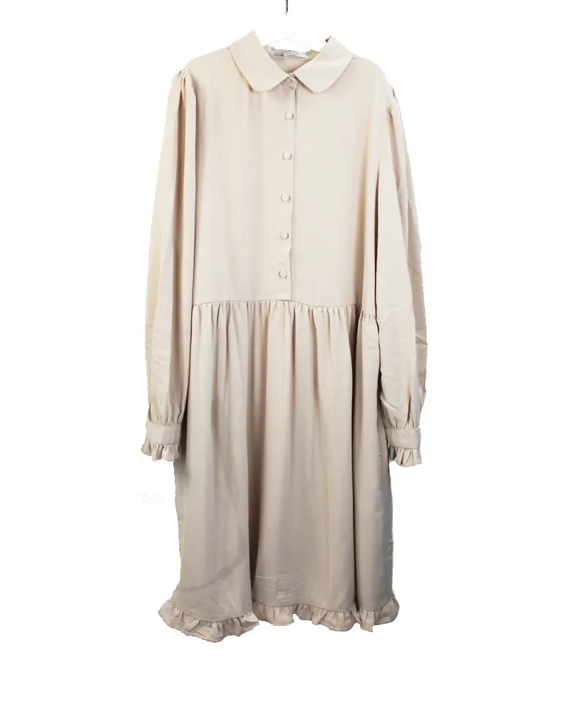 LOVEDRUNKY Shirt Jurk beige met zakken