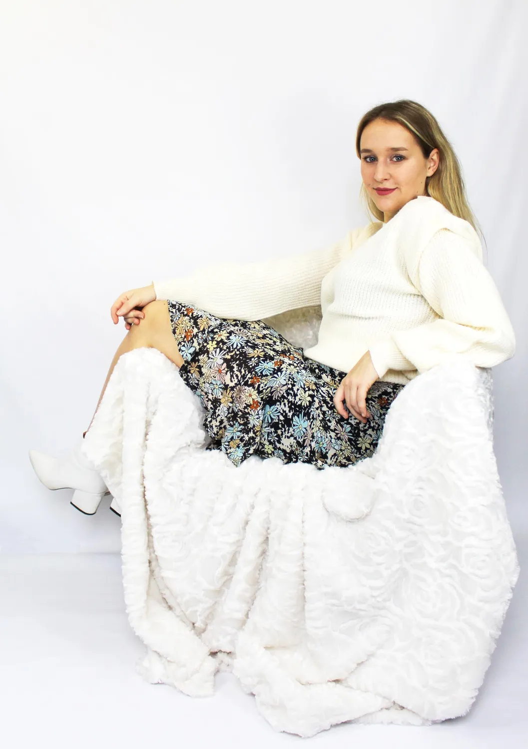 Lovedrunky Flowers midi rok zwart met ruffle