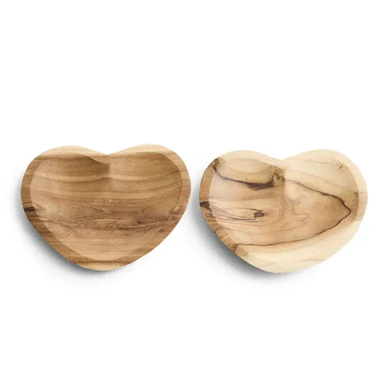 Amiek Teak schaaltje plat hartje XS hout 8x9cm