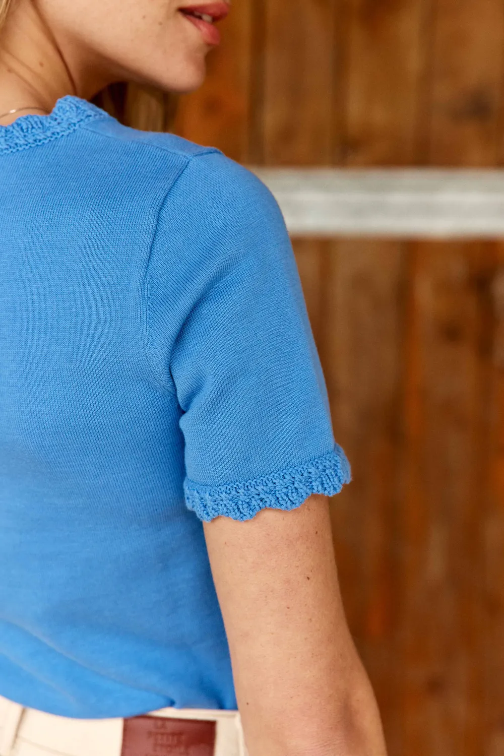 La Petite Etoile Melinda top blauw korte mouw