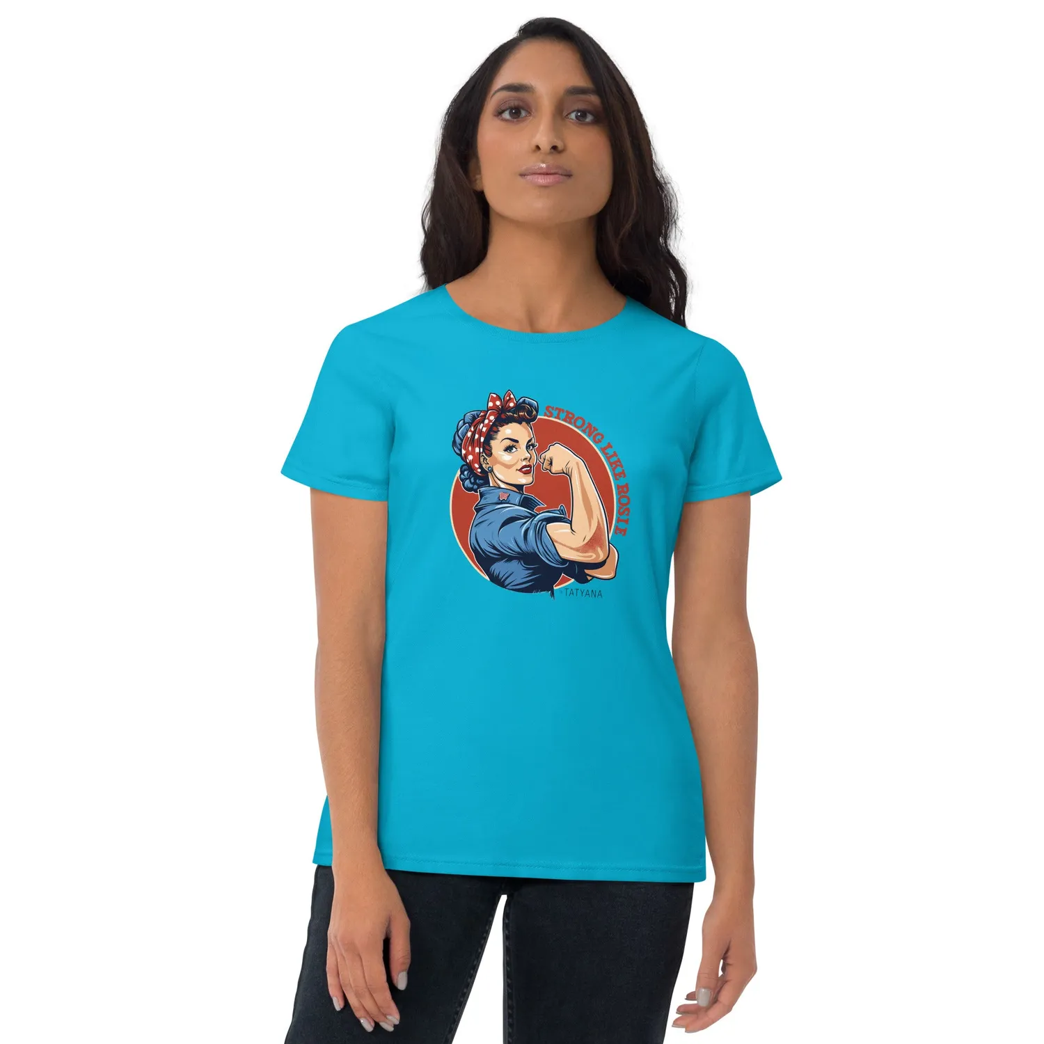 Tatyana Strong Like Rosie T-shirt blauw katoen