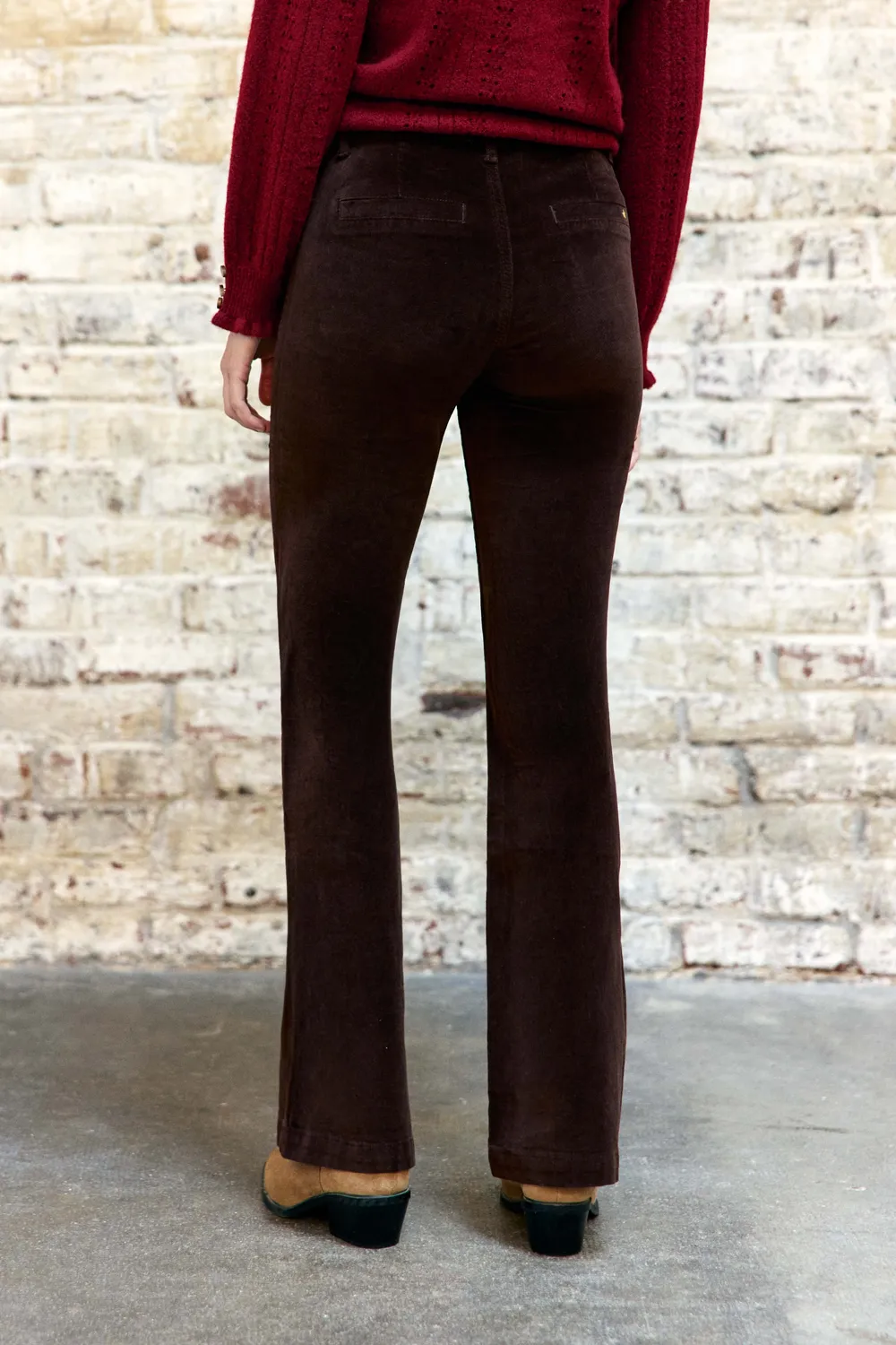 La Petite Etoile Sonny flared broek bruin velours