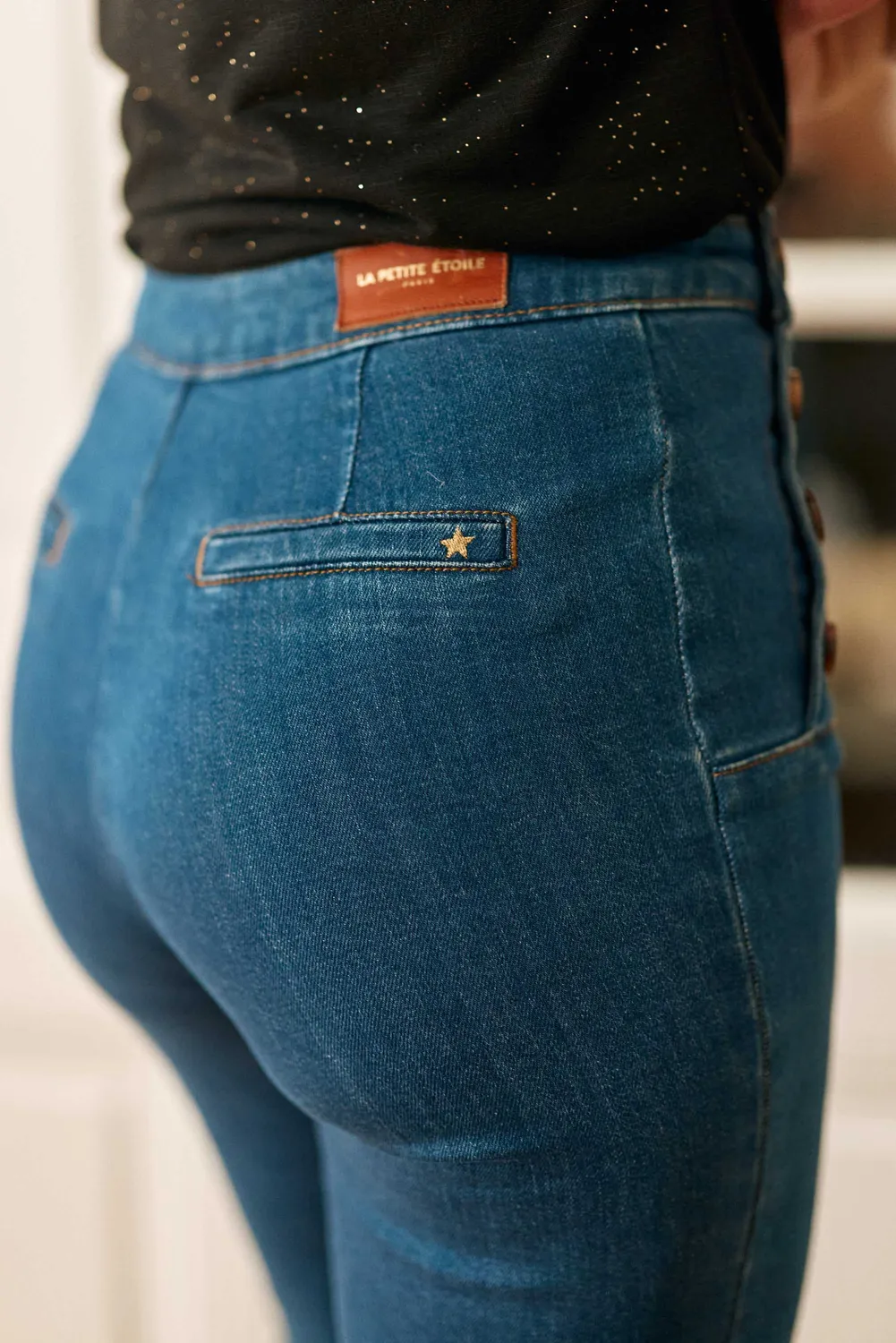La Petite Etoile Paulie jeans wash met knoopsluiting