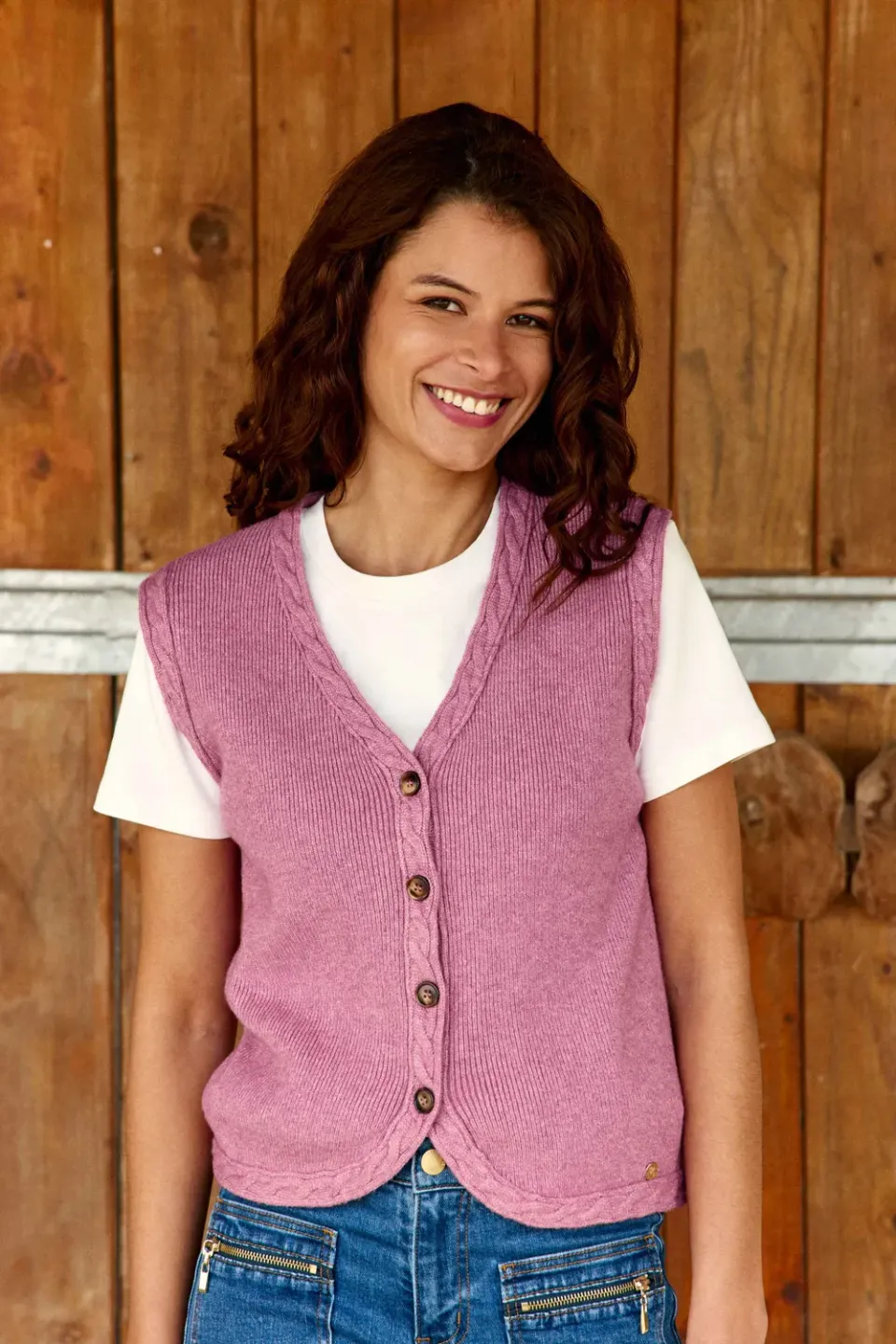 La Petite Etoile Melba gilet roze maat 1 met V-hals