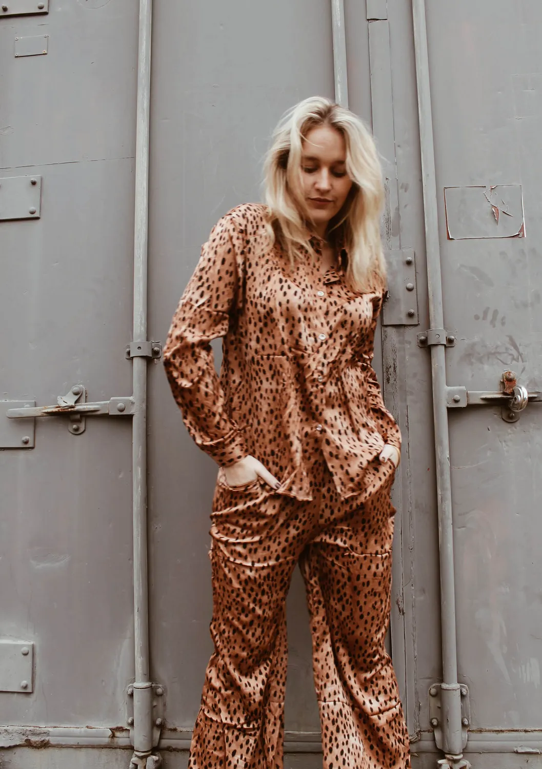 LOVEDRUNKY Cheetah Dots blouse bruin animalprint