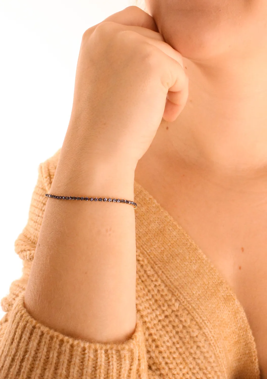 LOVEDRUNKY Diamant armband goud paarse steentjes