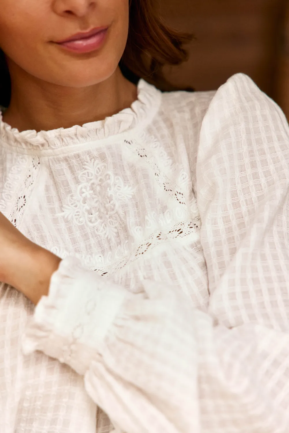 La Petite Etoile Birsena blouse ecru met kant