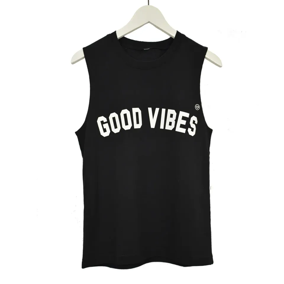 LOVEDRUNKY Good Vibes tanktop zwart opdruk