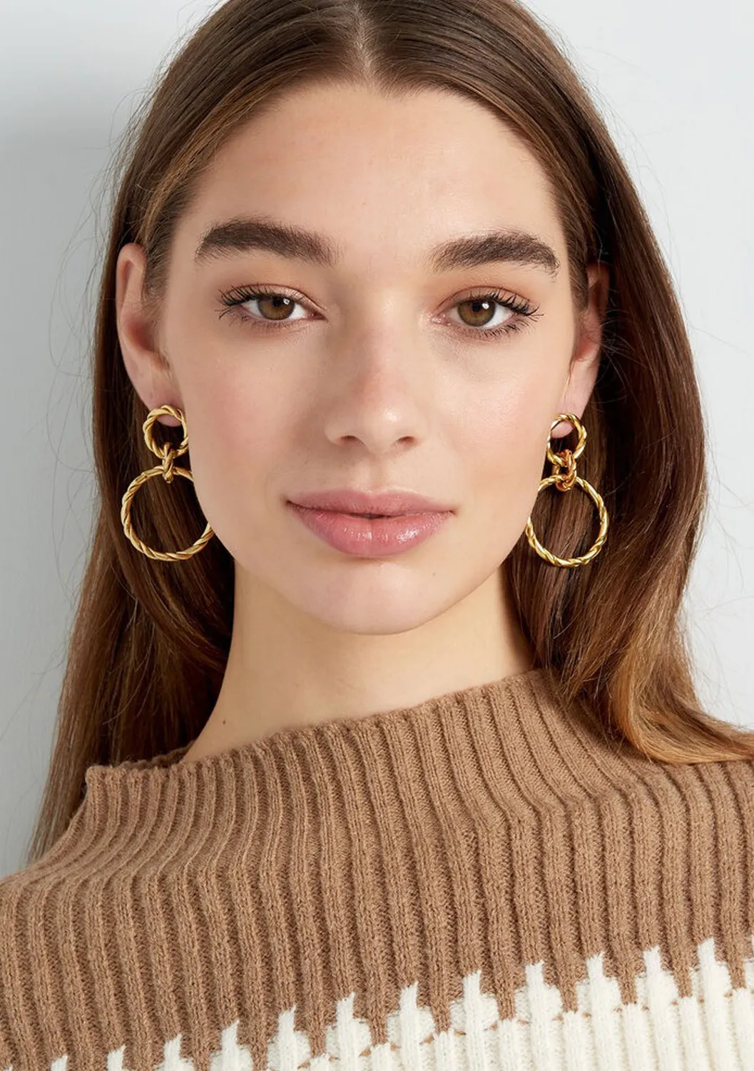 LOVEDRUNKY Link Twist oorbellen goud schakel