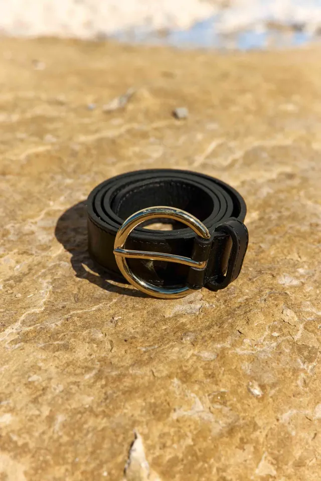 La Petite Etoile Dixon riem zwart leer gouden gesp