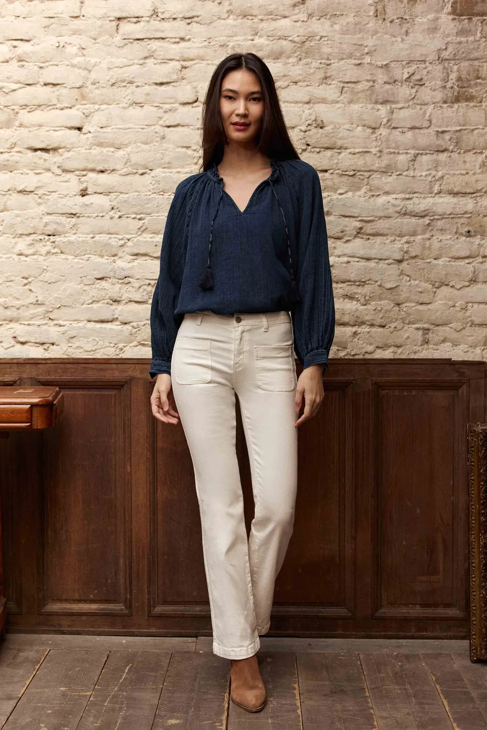 La Petite Etoile Sonny flare jeans ecru high-waist