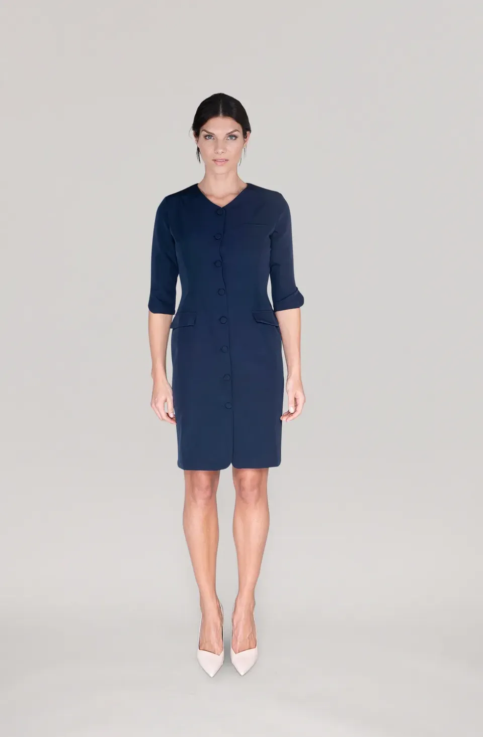 Laboutiek The Button jurk navy blue stretch