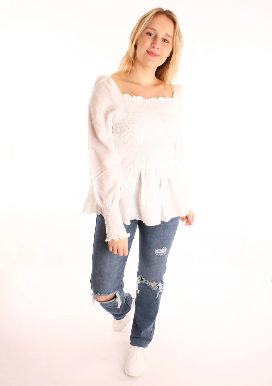 LOVEDRUNKY Smock blouse wit met smock en ruffle