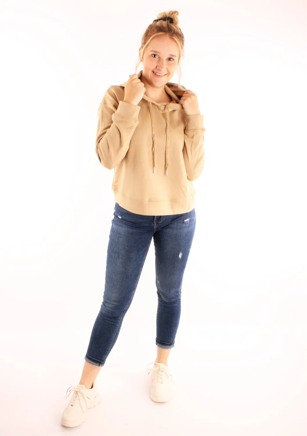 LOVEDRUNKY Hoodie beige sweater met capuchon S M L