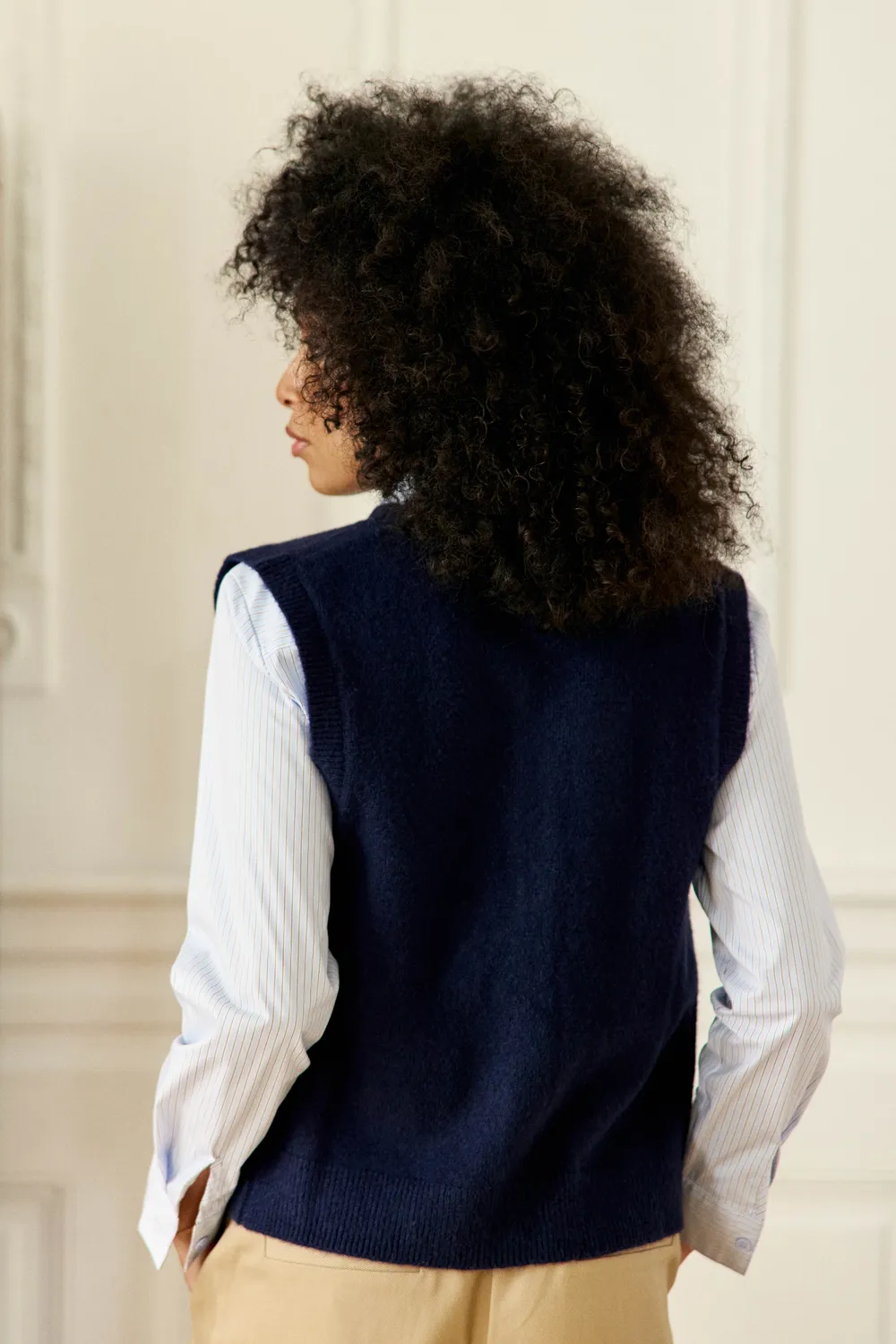 La Petite Etoile Morini mouwloos vest marine gebreid