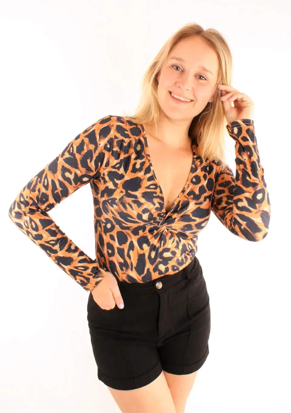 LOVEDRUNKY Animal brique body met V-hals