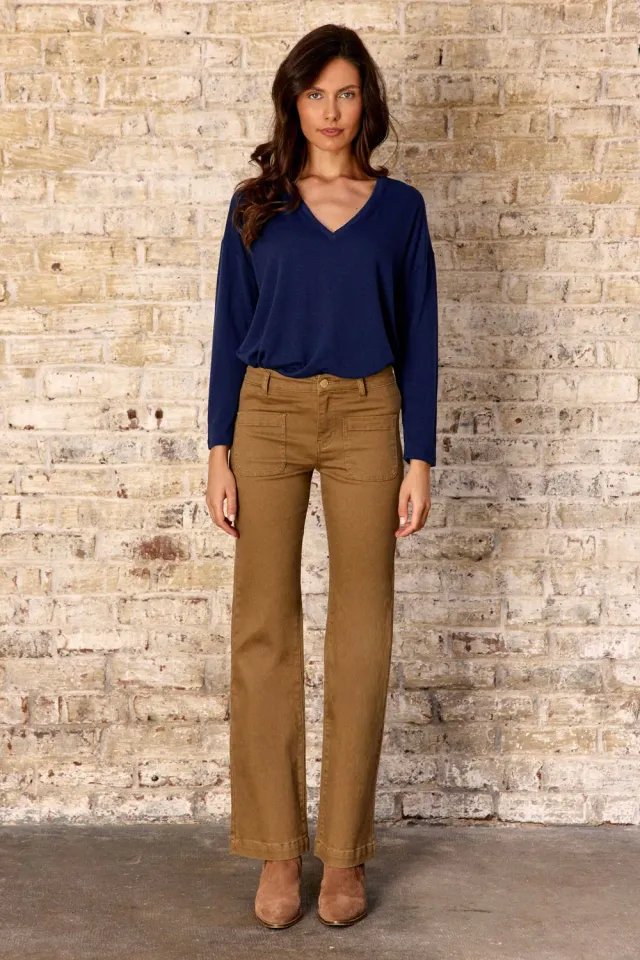 La Petite Etoile Sonny flare broek beige high waist