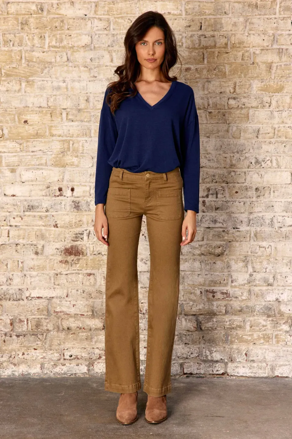 La Petite Etoile Sonny flare broek beige high waist
