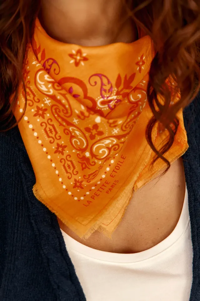 La Petite Etoile Alexia sjaal bandana oranje katoen