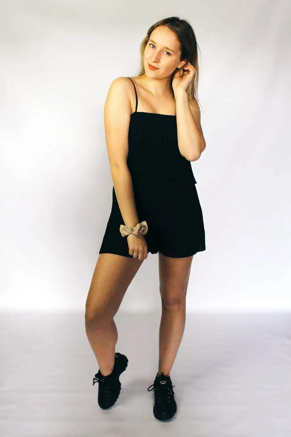 LOVEDRUNKY Plisse Jumpsuit Plisse jumpsuit zwart