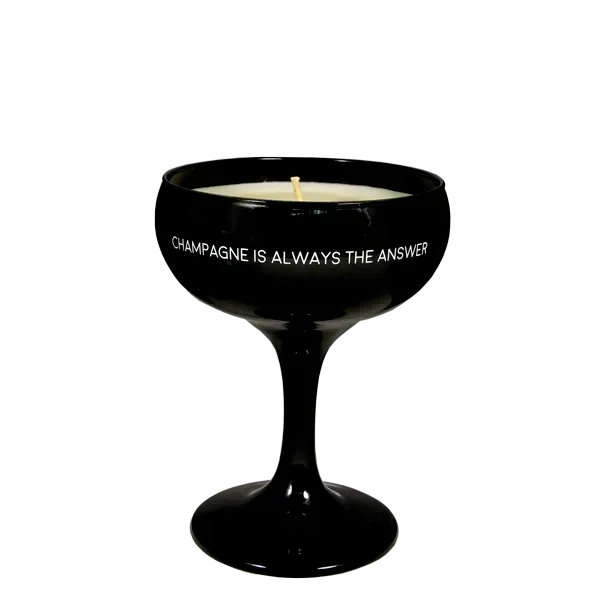 Amiek Champagneglas Kaars Warm Cashmere zwart 30 uur