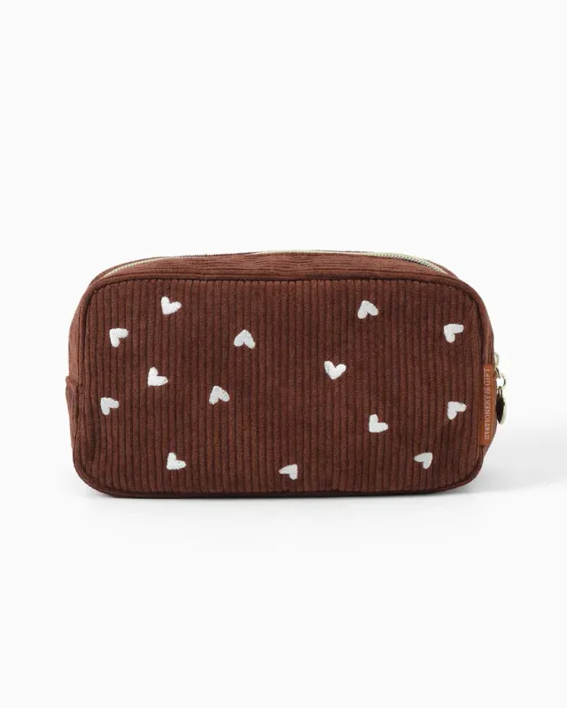 Amiek Cosmetic Bag toilettas chocolate bruin ribstof