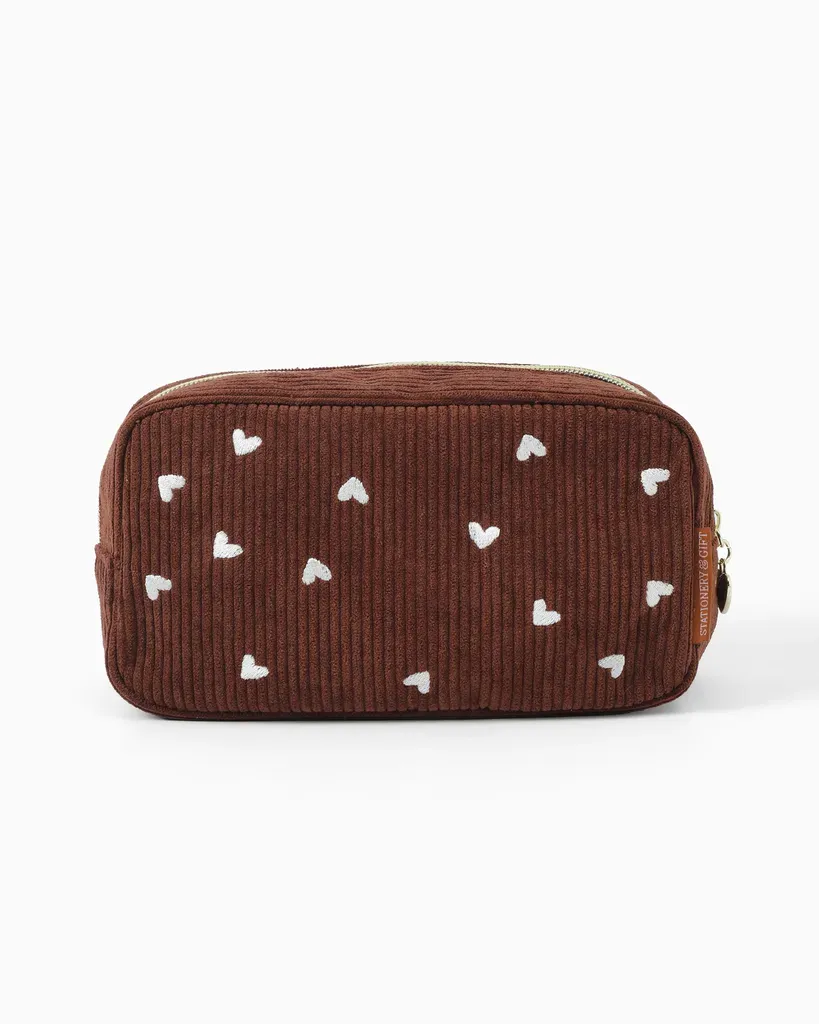 Amiek Cosmetic Bag toilettas chocolate bruin ribstof