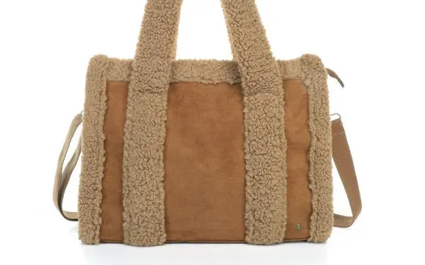 Amiek Lech shopper camel teddy met rits 49 cm