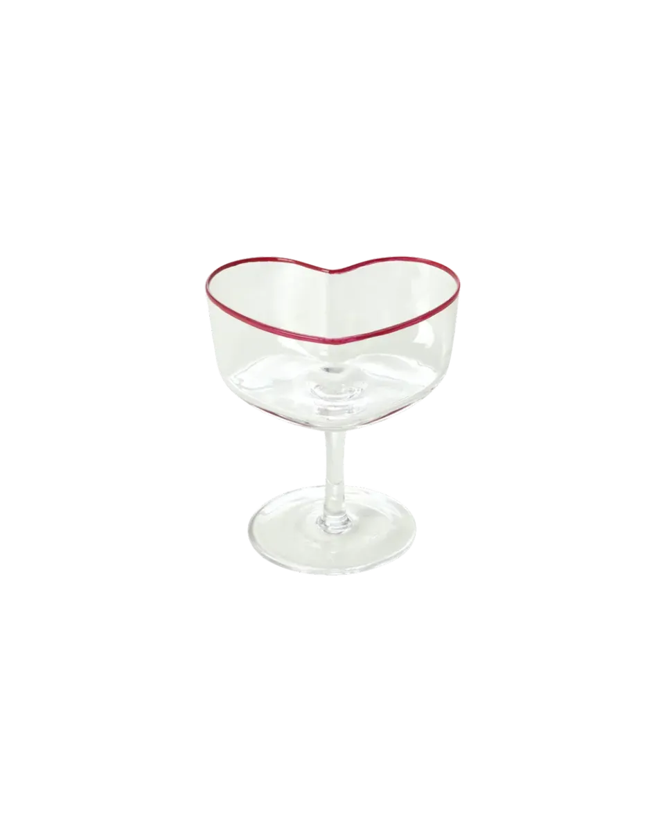 Amiek Hart champagneglas coupe rood glas liefde