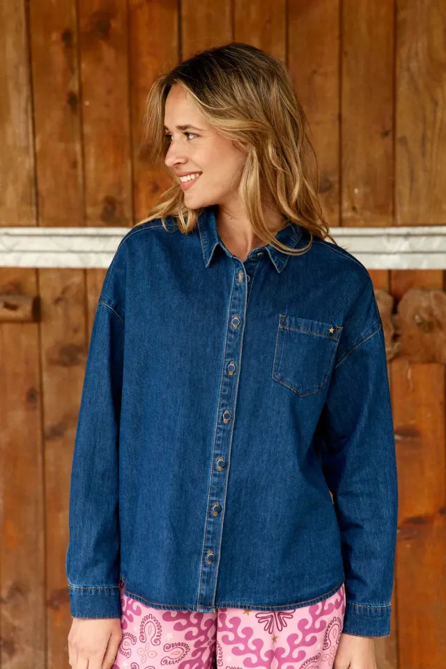 La Petite Etoile Chanico spijkerblouse 94-wash blauw