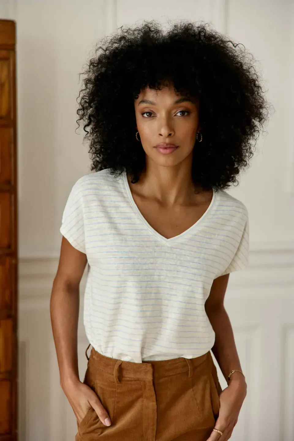 La Petite Etoile Marcelina mariniere shirt ecru ciel