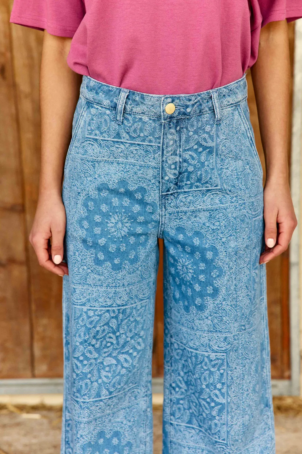 La Petite Etoile Petronia jeans wide leg bandana blauw