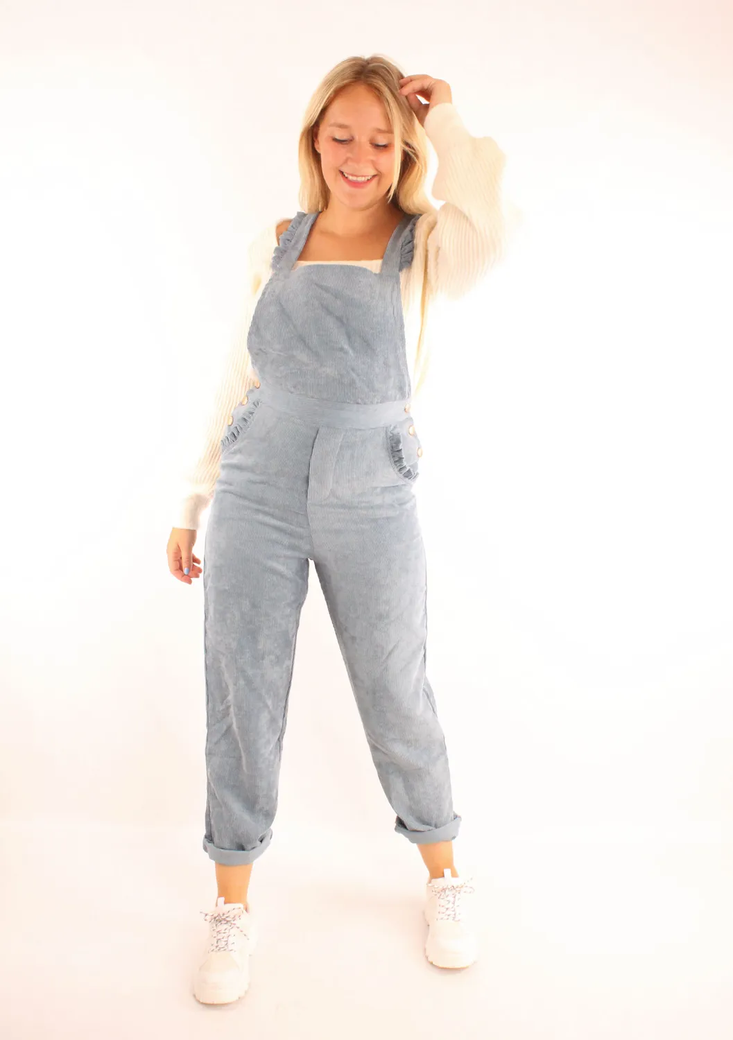 LOVEDRUNKY Corduroy jumpsuit blauw straight